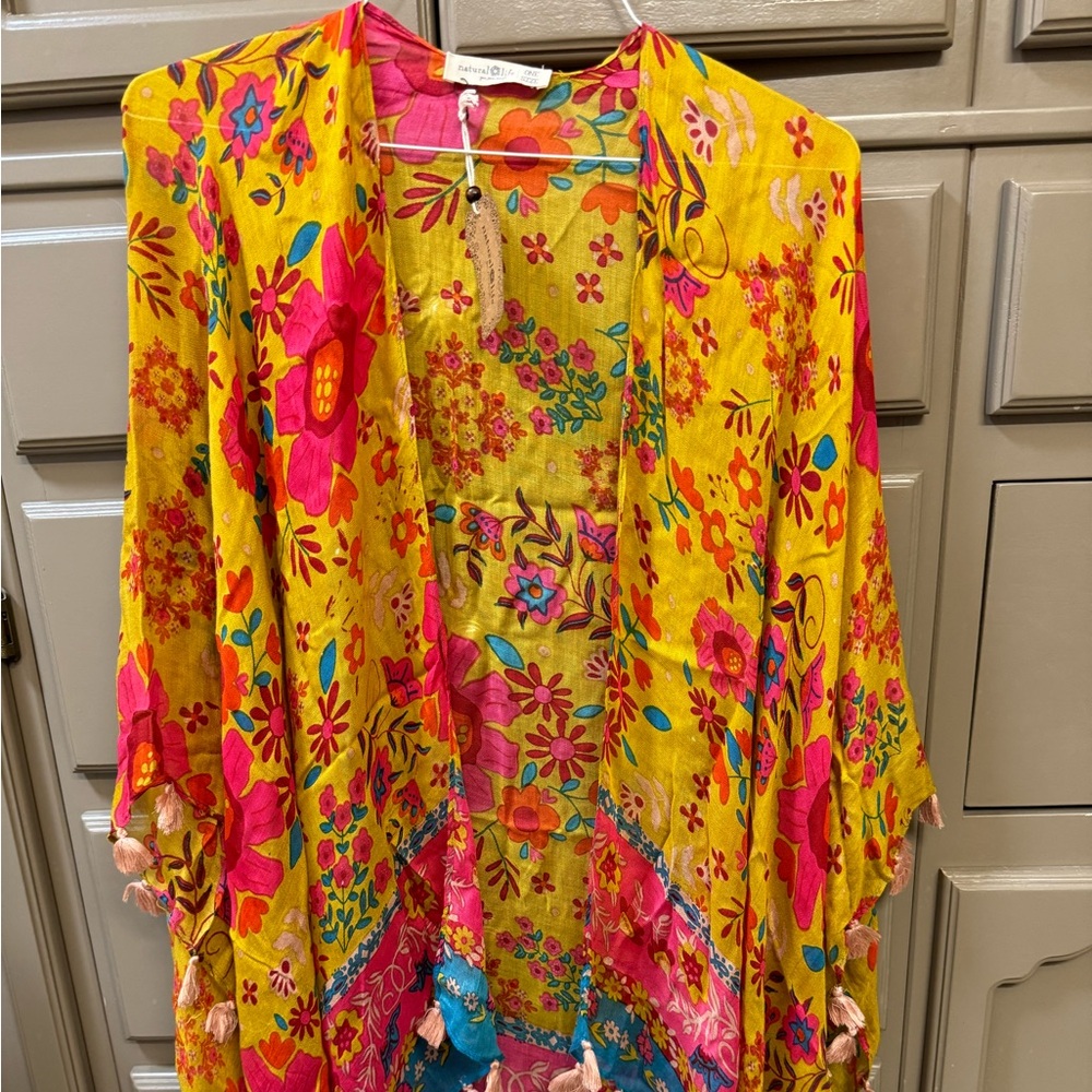 Brand New with tags, natural life women’s kimono, one size